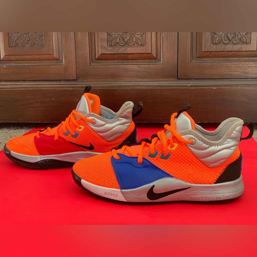 Nike PG Paul George 3 NASA GS Black Orange Shoes Size 6Y New without Box